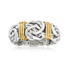 Ross-simons Sterling Silver Byzantine Ring With 14kt Gold Stations In Silver