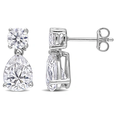 Mimi & Max 5 Ct Dew Created Moissanite Two-stone Earrings In Sterling Silver In White