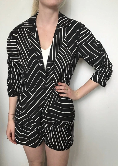 Veronica M Shirred Sleeve Blazer In Manhattan In Grey