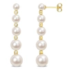 Mimi & Max Freshwater Cultured Pearl And 1/4 Ct Tgw White Topaz Graduated Dangle Earrings In Yellow Plated Ster In White