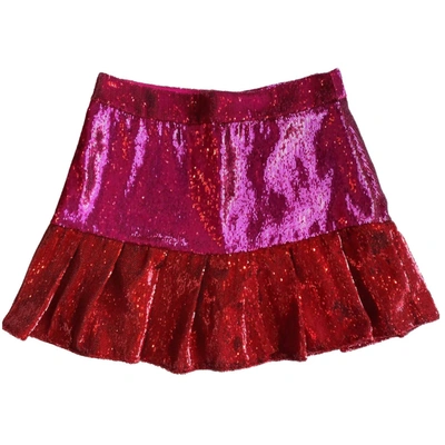 Queen Of Sparkles Heartbreaker Sequin Flounce Skirt In Red/pink
