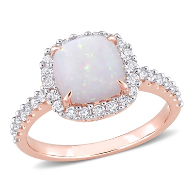 Mimi & Max 2 3/8 Ct Tgw Opal White Topaz Fashion Ring 10k Rose Gold In Blue