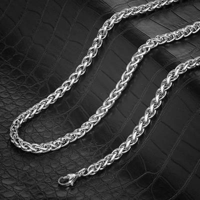 Crucible Jewelry Crucible Los Angeles Polished Stainless Steel 5mm Spiga Wheat Chain - 18" To 24" In Silver