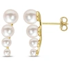 Mimi & Max Freshwater Cultured Pearl Graduated Stud Earrings In Yellow Plated Sterling Silver In Yellow
