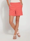 LYSSÉ AMANDA STRETCH TWILL SHORTS IN CORAL TOUCH