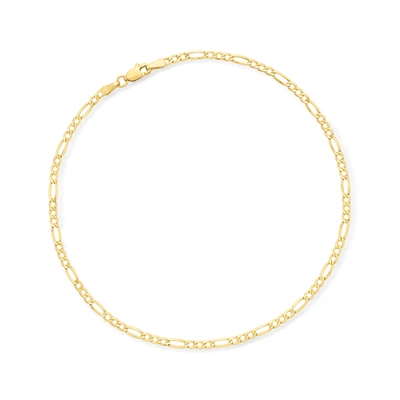 Canaria Fine Jewelry Canaria 2.5mm 10kt Yellow Gold Figaro-link Anklet In White