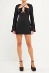 2.7 August Apparel Crossover Straps Fitted Mini Dress In Black In Black