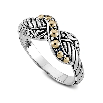 Samuel B Jewelry Sterling Silver And 18k Yellow Gold Infinity Ring In White