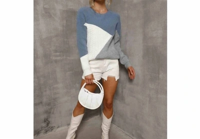 Epretty Color Block Sweater In Blue And Grey