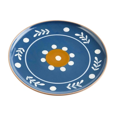 Mudpie Hand Painted Platter In Blue