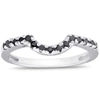 Pompeii3 1/4 Ct Blacak Diamond Curved Notched Wedding Engagemnt Enhancer Ring Band In Multi
