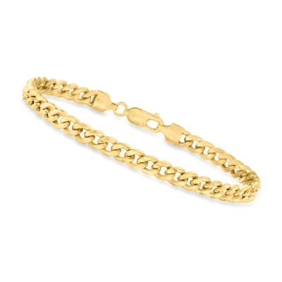 Canaria Fine Jewelry Canaria Men's 5.9mm 10kt Yellow Gold Cuban-link Bracelet In White