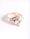 Lovisa Rose Gold Cubic Zirconia Pear Crossover Ring In Silver
