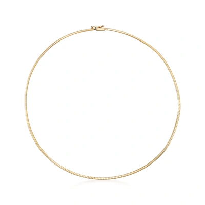 Ross-simons Italian 2mm 14kt Yellow Gold Omega Necklace In White