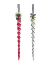 KURT ADLER 8.95IN ICICLE WITH GINGHAM SET OF 2 ORNAMENTS