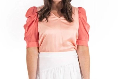Emily Mccarthy Kate Top In Apricot Colorblock In Pink
