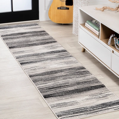 Jonathan Y Austin Gradient Striped Gray/black Runner Rug In Grey