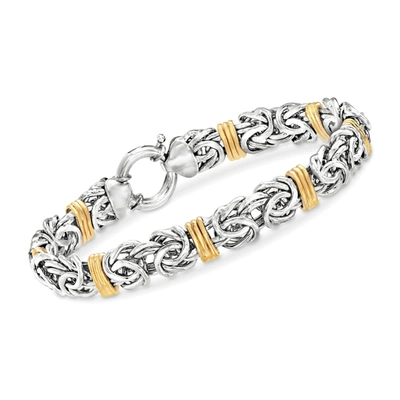 Ross-simons Byzantine Bracelet In Sterling Silver And 14kt Yellow Gold In Multi