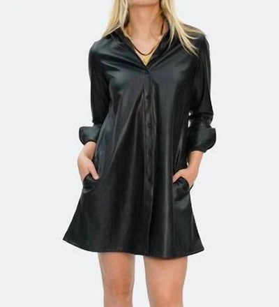 Duette Nyc Vegan Leather Long Shirt Lafayette In Black