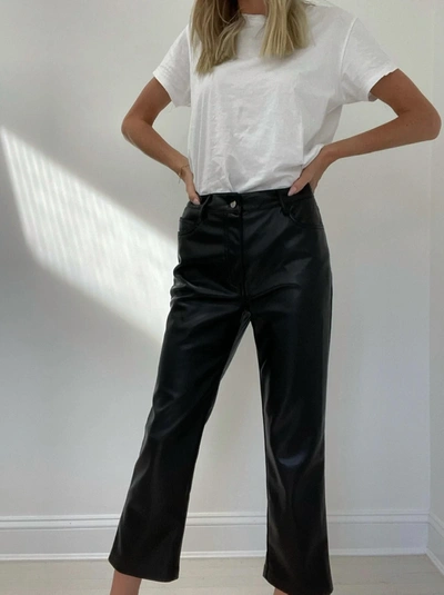 Six/fifty Rachel Faux Leather Straight Crop Pant In Black