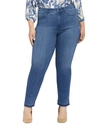 Nydj Plus Womens High Waist Released Hem Straight Leg Jeans In Blue