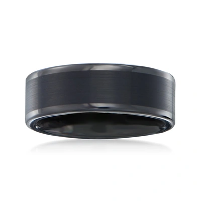 Ross-simons Men's 8mm Black Tungsten Carbide Wedding Ring In White