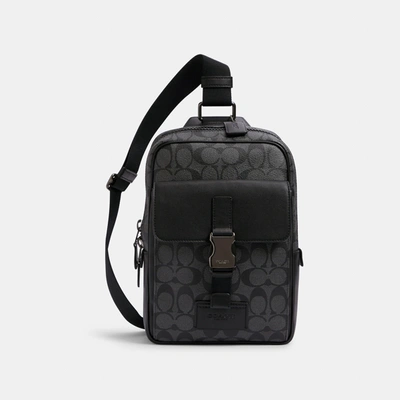 Coach Outlet Track Pack In Signature Canvas In Grey