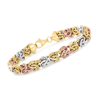 Ross-simons 14kt Tri-colored Gold Byzantine Bracelet In White