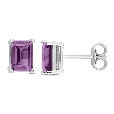 Mimi & Max 3ct Tgw Octagon Simulated Alexandrite Earrings In Sterling Silver In Pink
