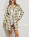 J.NNA DOUBLE-BREASTED OVERSIZED CHECKED COAT IN CREAM