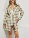 J.nna Double-breasted Oversized Checked Coat In Cream In Beige