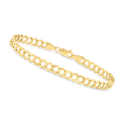 Canaria Fine Jewelry Canaria Men's 5.7mm 10kt Yellow Gold Curb-link Bracelet In White