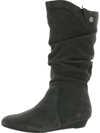 Array Dixie Womens Suede Slouchy Mid-calf Boots In Grey