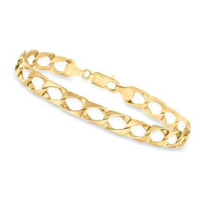 Canaria Fine Jewelry Canaria Men's 7.4mm 10kt Yellow Gold Modified Curb-link Bracelet