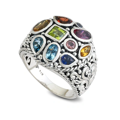 Samuel B Jewelry Sterling Silver Round Multi Gemstone Ring