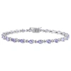 Mimi & Max 4 1/3ct Tgw Tanzanite X-link Bracelet In Sterling Silver In Blue