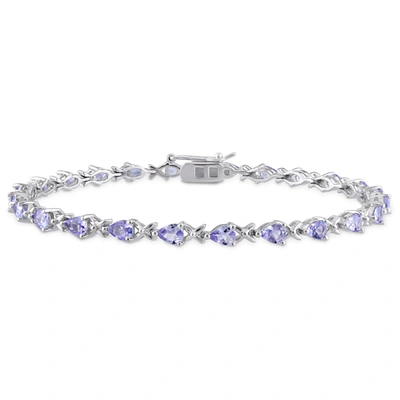 Mimi & Max 4 1/3ct Tgw Tanzanite X-link Bracelet In Sterling Silver In Blue