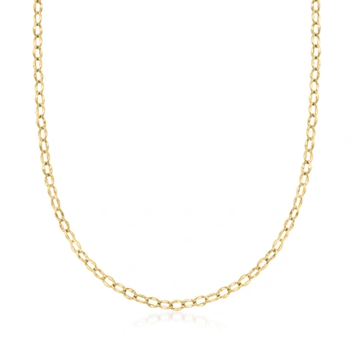 Ross-simons Italian 14kt Yellow Gold Oval-link Necklace In White