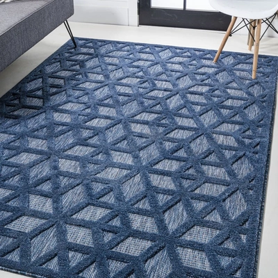 Jonathan Y Talaia Neutral Geometric Indoor/outdoor Area Rug In Blue