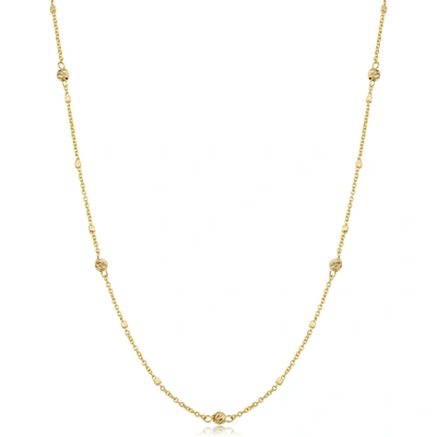 FREMADA 14K YELLOW GOLD CUBE AND BEAD STATION NECKLACE (24 INCH)