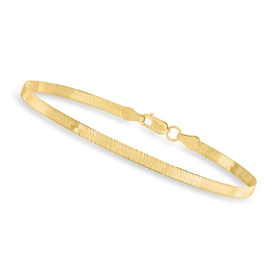 Canaria Fine Jewelry Canaria 3mm 10kt Yellow Gold Herringbone Bracelet In White