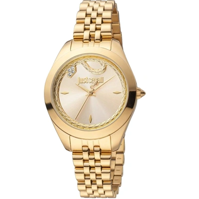 Just Cavalli Women's Snake Silver Dial Watch In Gold