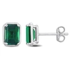 Mimi & Max Women's 1 4/5ct Tgw Created Emerald Bezel Style Emerald Cut Stud Earrings In Sterling Silver In Green