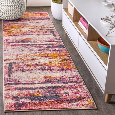 Jonathan Y Contemporary Pop Modern Abstract Brushstroke Area Rug In Pink
