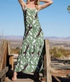 OOLALA LEAVES PANTHER MAXI DRESS IN GREEN