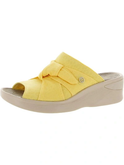 Bzees Smile Womens Bow Slip On Wedges In Yellow