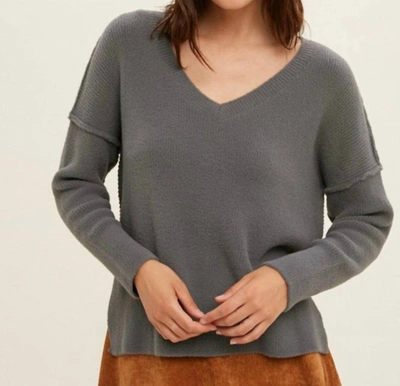 Wishlist V-neck Sweater In Charcoal In Grey