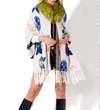 Oolala Crazy Logo Cape With Fur Collar In Ivory In White