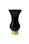 Classic Touch Decor Black S-shaped Glass Vase With Gold Base