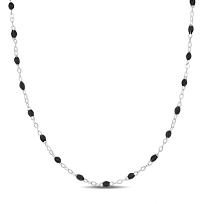 Mimi & Max Black Enamel Bead Station Forzatina Brill Necklace In Sterling Silver - 18 In.